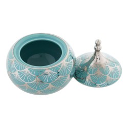 Caja-Joyero DKD Home Decor Porcelana Turquesa 14 x 14 x 17 cm