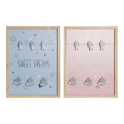 Cuadro Portafotos con Pinzas DKD Home Decor Sweet Dreams Madera Madera MDF 40 x 40 x 3 cm (2 Unidades)