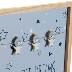 Cuadro Portafotos con Pinzas DKD Home Decor Sweet Dreams Madera Madera MDF 40 x 40 x 3 cm (2 Unidades)