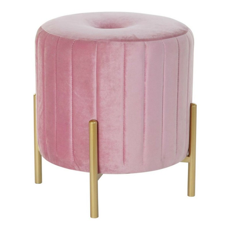 Reposapiés DKD Home Decor 8424001829828 44 x 44 x 46 cm Rosa Dorado Metal Terciopelo Velvet