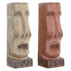 Macetero DKD Home Decor 16 x 17 x 49 cm Cara Beige Terracota Resina (2 Unidades)