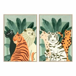 Cuadro DKD Home Decor 83 x 4,5 x 123 cm Tropical Animales (2 Unidades)