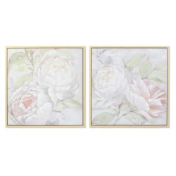 Cuadro DKD Home Decor 80 x 4 x 80 cm Flores Shabby Chic (2 Unidades)