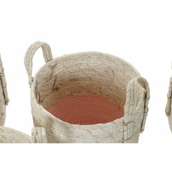 Juego de Cestas DKD Home Decor Natural Rosa Verde Fibra natural 30 x 30 x 32 cm Boho (2 Unidades)