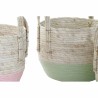 Juego de Cestas DKD Home Decor Natural Rosa Verde Fibra natural 30 x 30 x 32 cm Boho (2 Unidades)