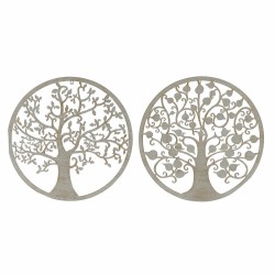 Decoración de Pared DKD Home Decor Árbol Dorado Blanco Indio 60 x 1 x 60 cm (2 Unidades)