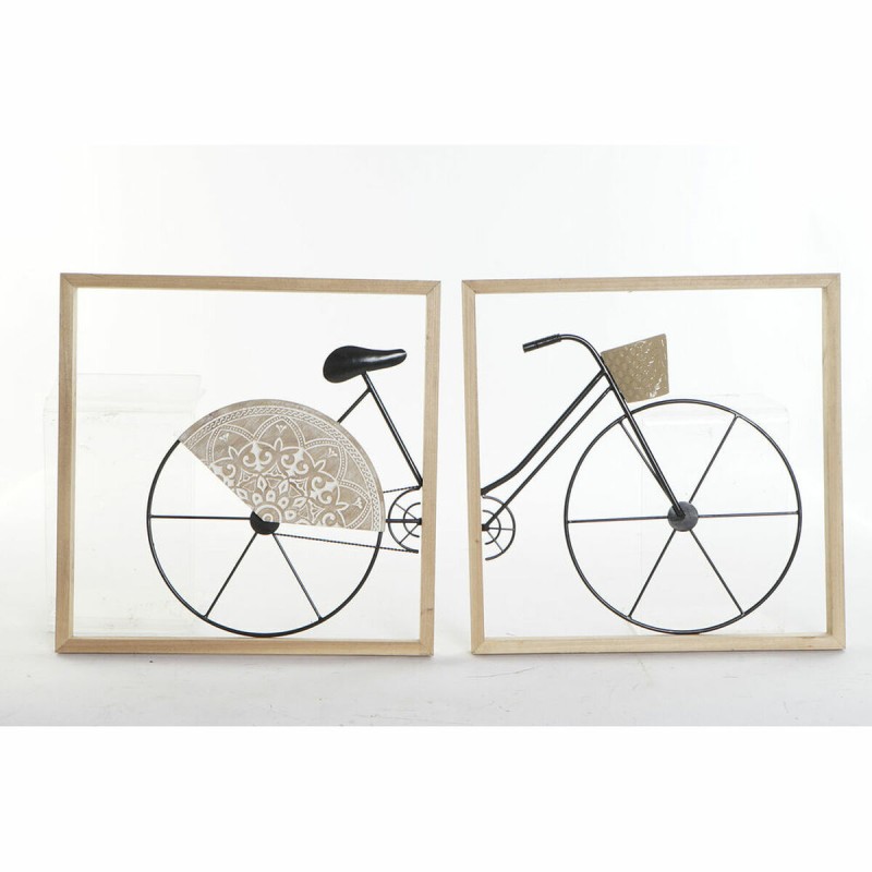 Decoración de Pared DKD Home Decor Negro Bicicleta Metal Madera MDF (80 x 2.5 x 40 cm) (2 pcs)