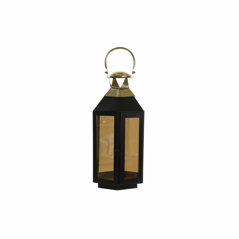 Farol DKD Home Decor Negro Cristal Hierro Dorado (22 x 20 x 46 cm)