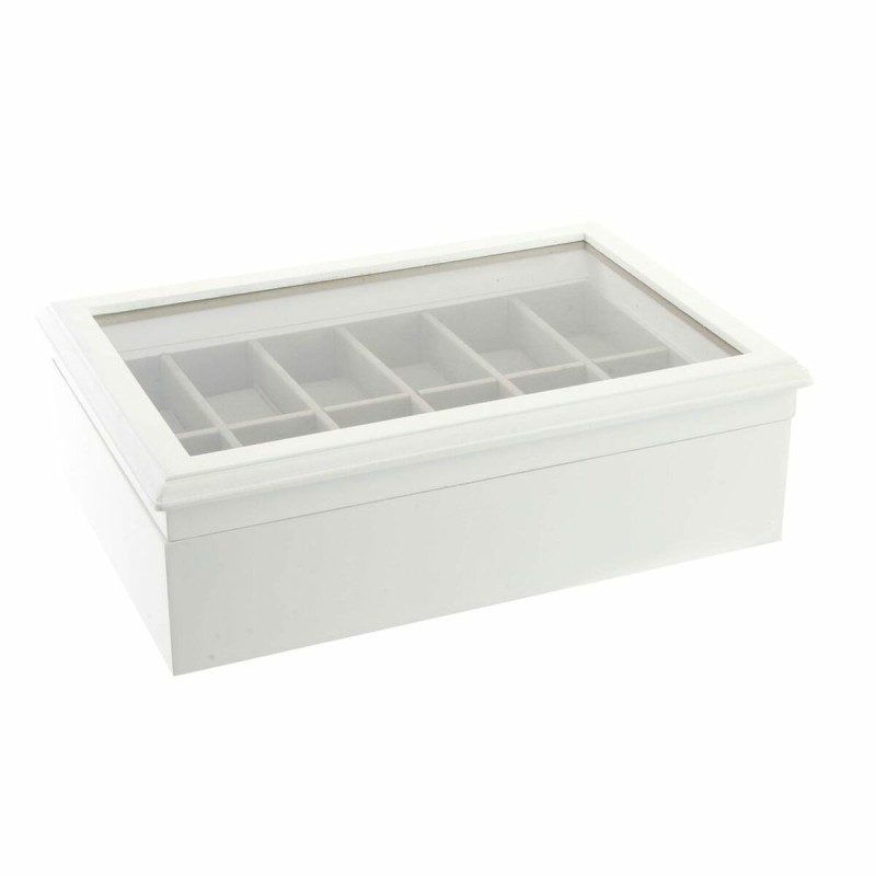 Caja-Joyero DKD Home Decor 102182 Relojes 28 x 19 x 9 cm Cristal Blanco Madera MDF