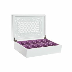 Caja-Joyero DKD Home Decor Relojes 29 x 20 x 9,5 cm Cristal Lila Blanco Madera MDF