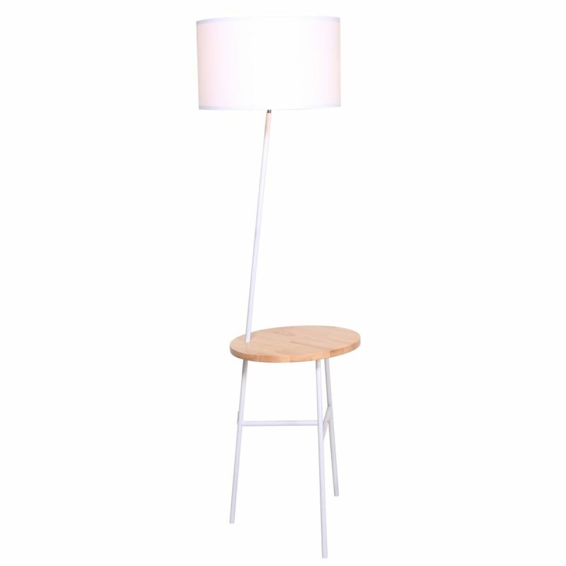 Lámpara de Pie DKD Home Decor Blanco Marrón Poliéster Metal Pino (40 x 65 x 152 cm)