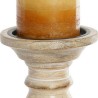 Candelabro DKD Home Decor Blanco Marrón Metal Plástico Madera de mango Floral Indio 12,5 x 12,5 x 31 cm