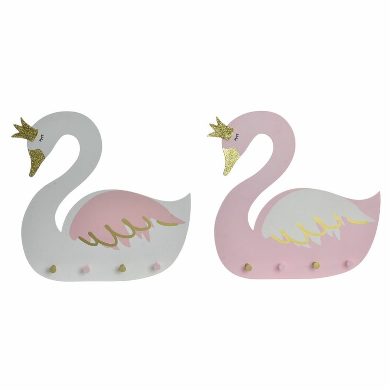 Perchero de Pared DKD Home Decor Madera Infantil Cisne 40 x 4 x 38,5 cm (2 Unidades)