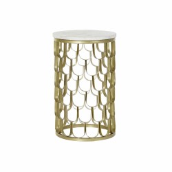 Mesa auxiliar DKD Home Decor 30,5 x 30,5 x 50 cm Dorado Blanco Plástico Mármol Hierro