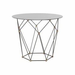 Mesa auxiliar DKD Home Decor Negro Metal Cristal Dorado (70 x 70 x 60 cm)