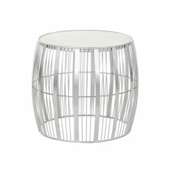 Mesa auxiliar DKD Home Decor Blanco Mármol Hierro Plateado (46 x 46 x 41 cm)