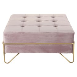 Banqueta DKD Home Decor  Espuma Rosa Dorado Metal Poliéster Terciopelo Madera MDF (80 x 80 x 42 cm)