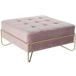 Banqueta DKD Home Decor  Espuma Rosa Dorado Metal Poliéster Terciopelo Madera MDF (80 x 80 x 42 cm)