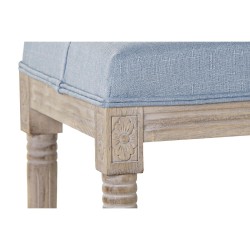 Banqueta DKD Home Decor  Azul Poliéster Lino Madera de caucho (122 x 41 x 48 cm)