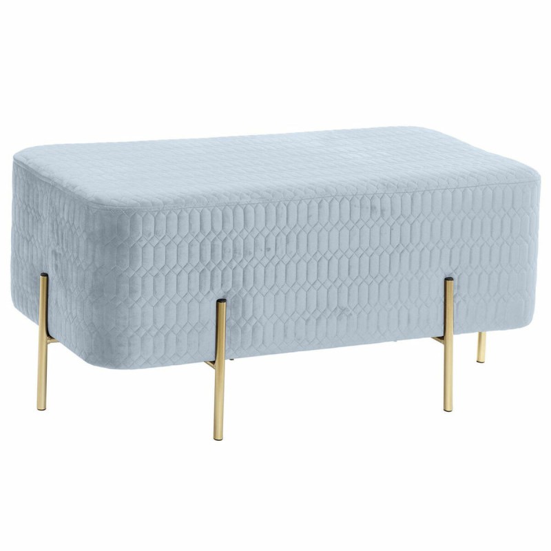 Banqueta DKD Home Decor  Dorado Metal Poliéster Azul cielo Esponja (91 x 46,5 x 42 cm)