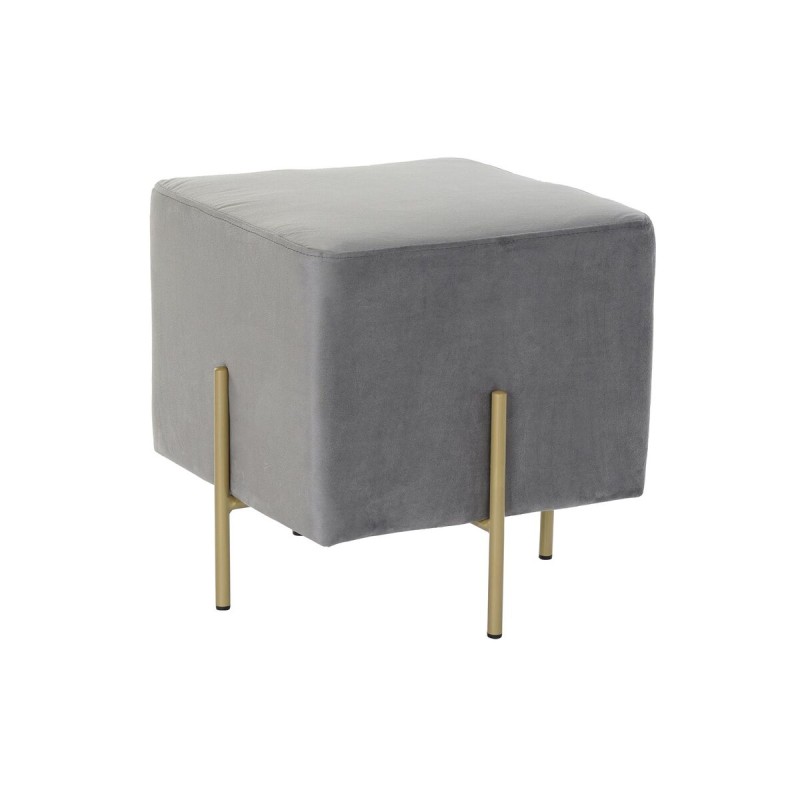 Reposapiés DKD Home Decor Scandi Gris Dorado Metal Terciopelo 42 x 42 x 45 cm