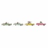 Figura Decorativa DKD Home Decor Amarillo Azul Verde Rosa Coche Vintage 25,8 x 10,5 x 9,5 cm (4 Unidades) (4 Piezas)