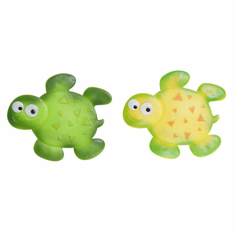 Alfombra de baño DKD Home Decor 11,5 x 1 x 10 cm Verde Amarillo Infantil Tortuga PVC 10 cm (2 Unidades)