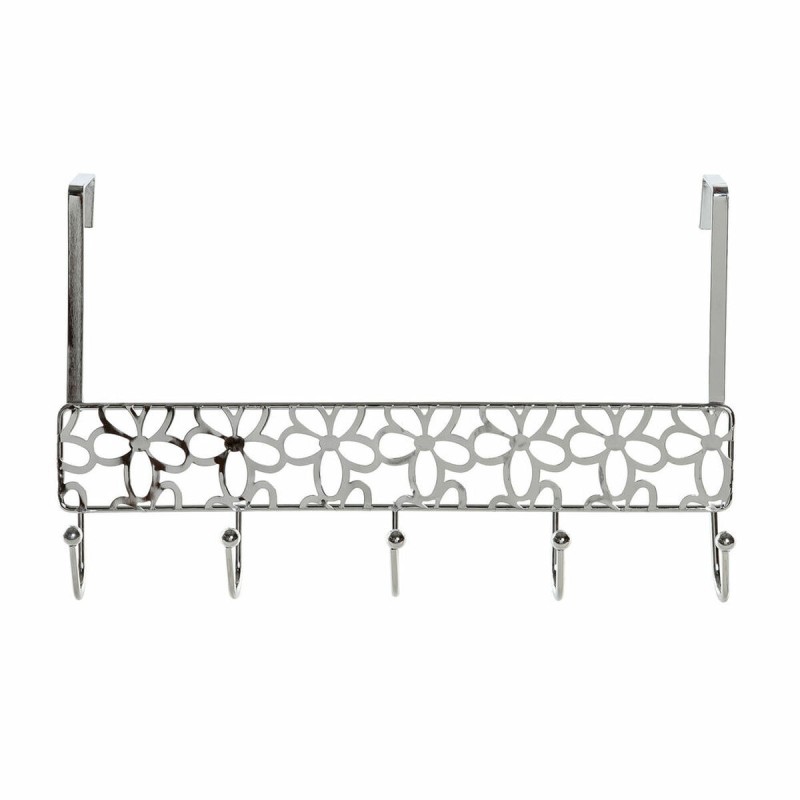 Perchero para Puertas DKD Home Decor Plateado Metal Plástico Flores 32 x 10 x 19 cm