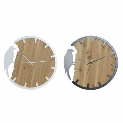 Reloj de Pared DKD Home Decor Negro Marrón Blanco Hierro Pájaro 50 x 4 x 50 cm Madera MDF (2 Unidades)