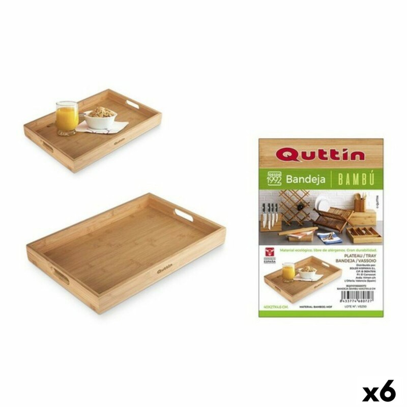 Bandeja Quttin 62326 Bambu00fa 40 x 27 x 4,6 cm (6 Unidades)