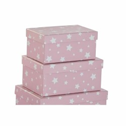 Set de Cajas Organizadoras Apilables DKD Home Decor Blanco Infantil Rosa claro Cartón (43,5 x 33,5 x 15,5 cm)