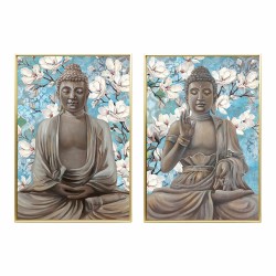 Cuadro DKD Home Decor 51,5 x 3,5 x 71,5 cm Buda Oriental (2 Unidades)