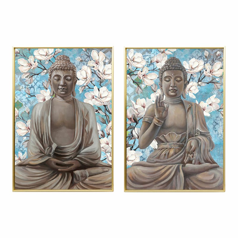 Cuadro DKD Home Decor 51,5 x 3,5 x 71,5 cm Buda Oriental (2 Unidades)