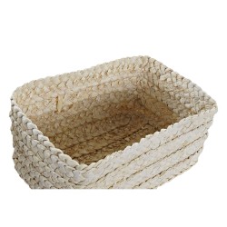 Juego de Cestas DKD Home Decor 28 x 21 x 15 cm Fibra natural