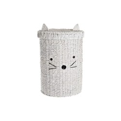 Cesto para la Ropa Sucia DKD Home Decor 42 x 42 x 63 cm Blanco Infantil Gato