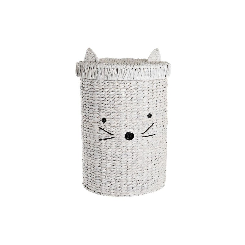 Cesto para la Ropa Sucia DKD Home Decor 42 x 42 x 63 cm Blanco Infantil Gato