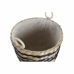 Juego de Cestas DKD Home Decor Poliéster Colonial Fibra (38 x 38 x 36 cm)