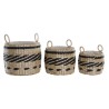 Juego de Cestas DKD Home Decor Negro Natural Fibra natural Colonial 30 x 30 x 25 cm (3 Piezas)