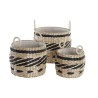 Juego de Cestas DKD Home Decor Negro Natural Fibra natural Colonial 30 x 30 x 25 cm (3 Piezas)