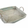 Juego de Bandejas DKD Home Decor Blanco Turquesa Natural Tropical 48 x 38 x 15 cm Metal (2 Unidades)