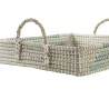 Juego de Bandejas DKD Home Decor Blanco Turquesa Natural Tropical 48 x 38 x 15 cm Metal (2 Unidades)