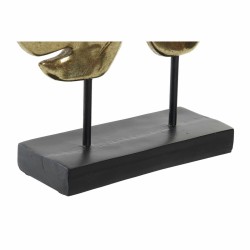 Figura Decorativa DKD Home Decor 25,5 x 6 x 34 cm Negro Dorado Tropical Hoja de planta