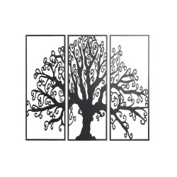 Decoración de Pared DKD Home Decor 3 Piezas Negro Árbol Metal (105 x 1,3 x 91 cm)