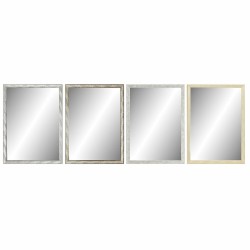 Espejo de pared DKD Home Decor 56 x 2 x 76 cm Cristal Natural Gris Marrón Gris oscuro Poliestireno Tropical Hoja de planta (4 P