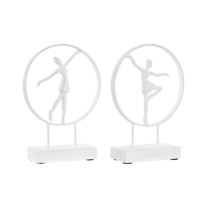 Figura Decorativa DKD Home Decor 23 x 9 x 33 cm Blanco Bailarina Ballet (2 Unidades)