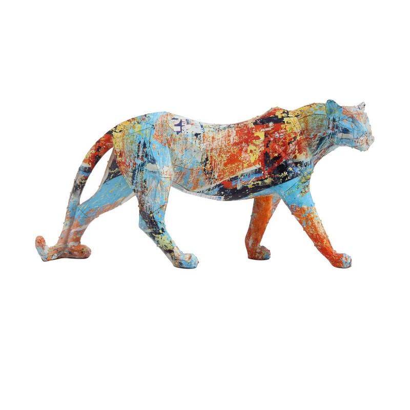 Figura Decorativa DKD Home Decor 29,5 x 8,5 x 15 cm Leopardo Multicolor Moderno