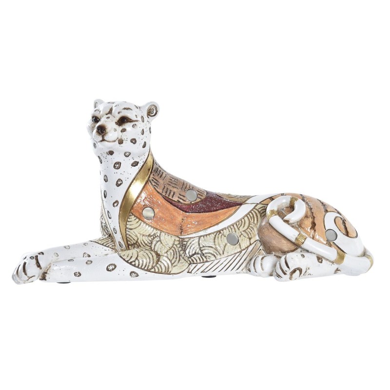 Figura Decorativa DKD Home Decor Blanco Naranja Leopardo Colonial 24 x 10 x 12 cm