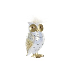 Figura Decorativa DKD Home Decor Blanco Dorado Búho 6,5 x 7 x 13 cm