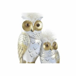 Figura Decorativa DKD Home Decor 14,5 x 9 x 26 cm Búho Dorado Blanco