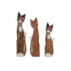 Figura Decorativa DKD Home Decor Blanco Marrón Gatos 21 x 7 x 80 cm 17 x 6 x 80 cm